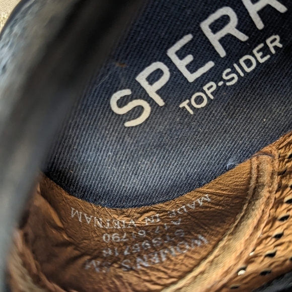 SPERRY SLIDES Dusty Blue Leather Slip On Sneakers Wm Sz 5 - Picture 9 of 11